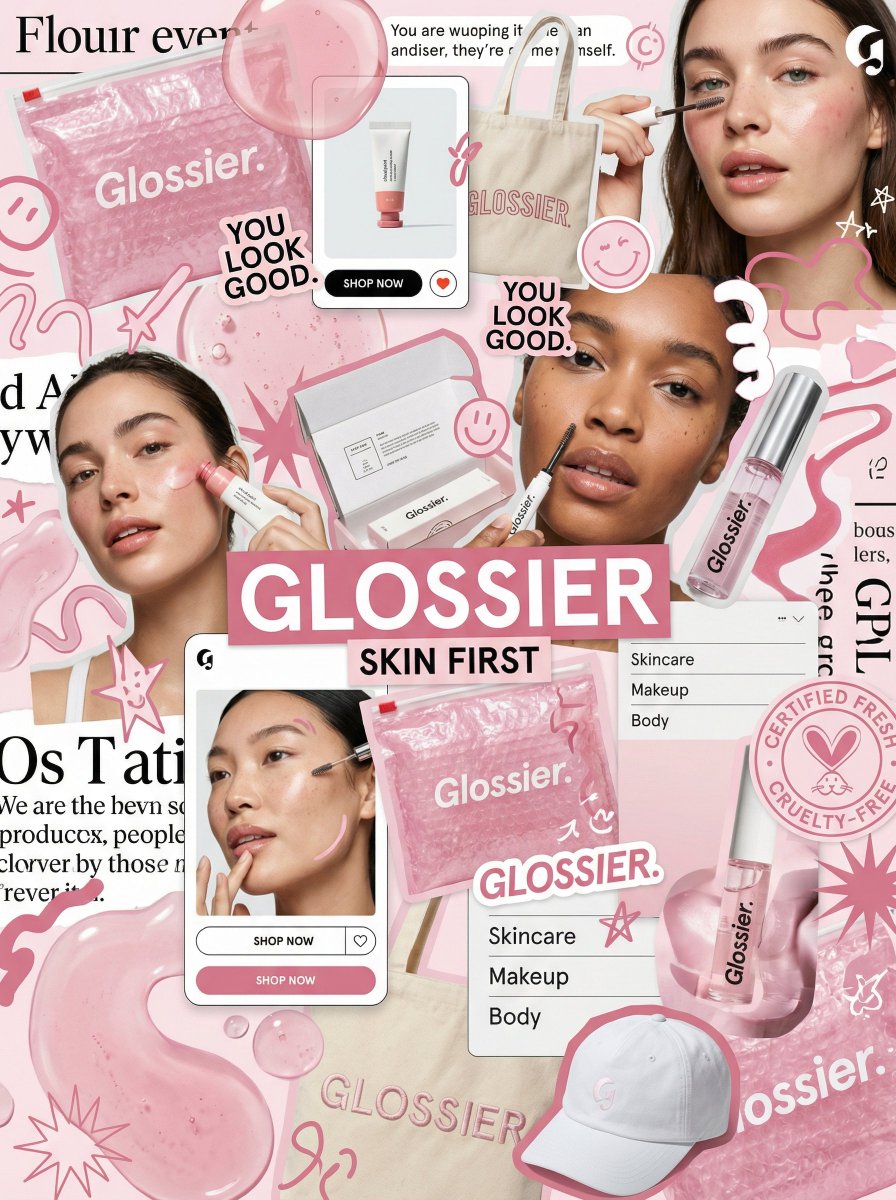 AI image generated from the “Glossier Brand World Collage” prompt