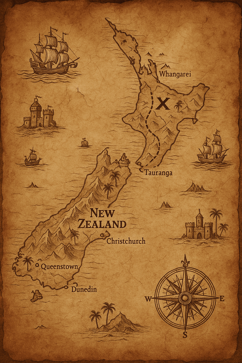 AI image generated from the “Google Maps to Ancient Treasure Map” prompt