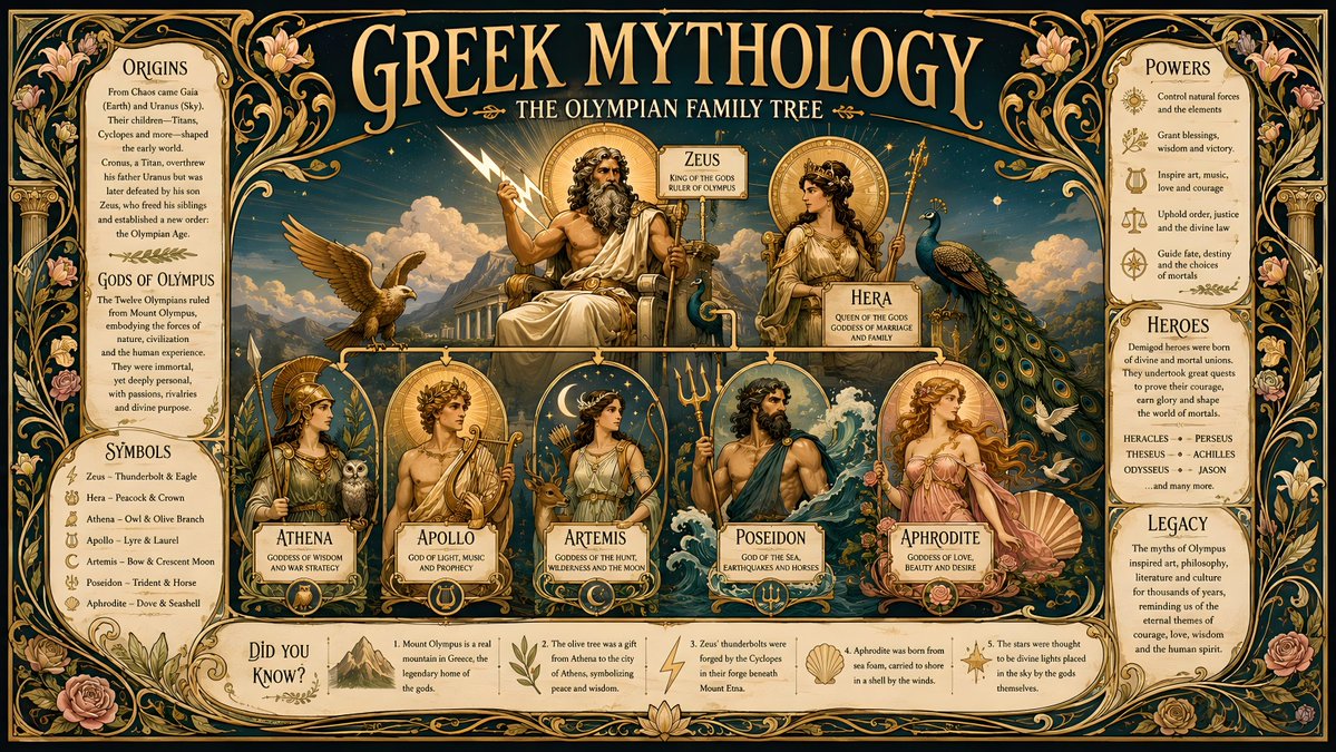 AI image generated from the “Greek Mythology Olympian Family Tree” prompt