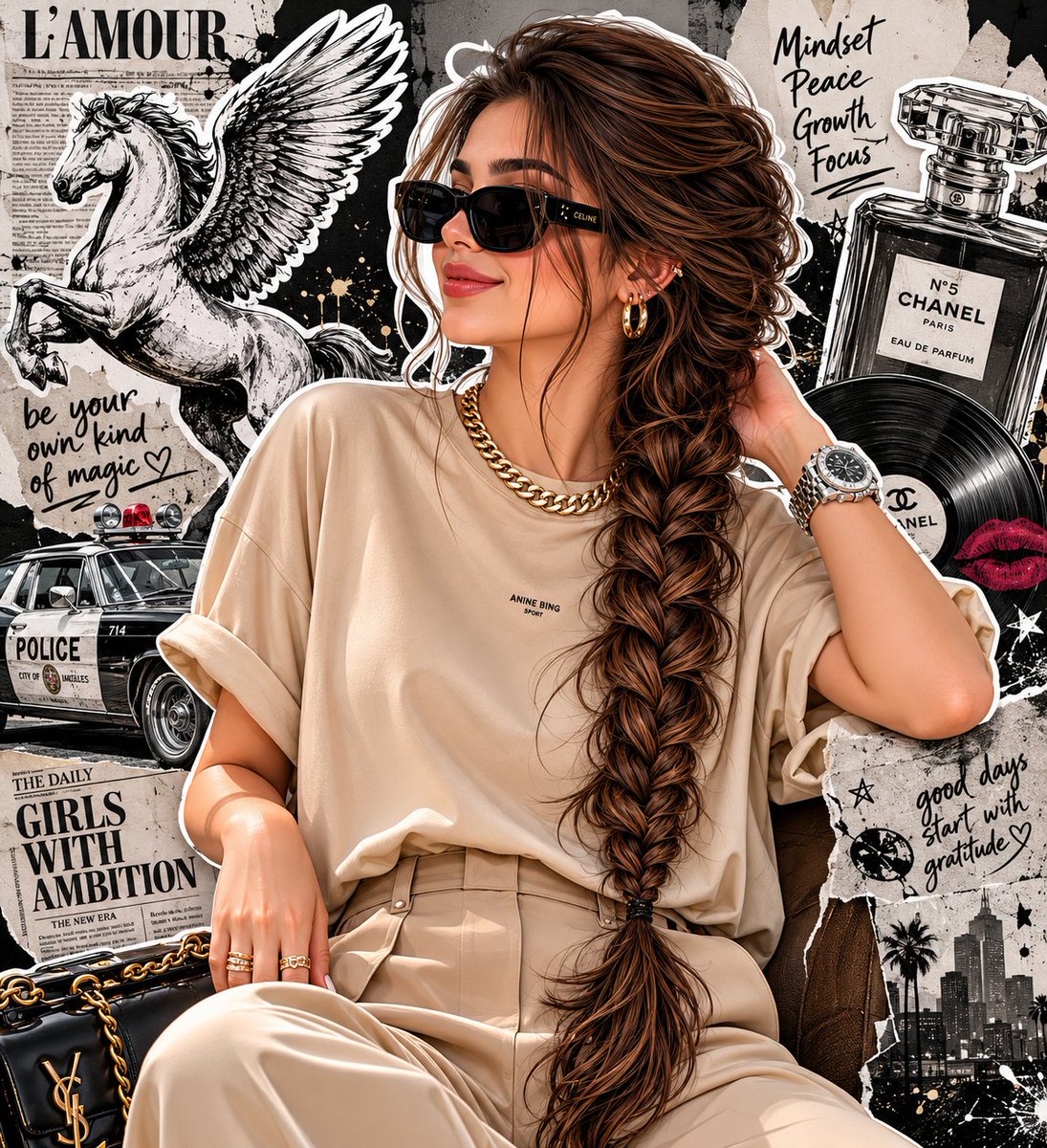 AI image generated from the “Grunge Fashion Editorial Collage” prompt