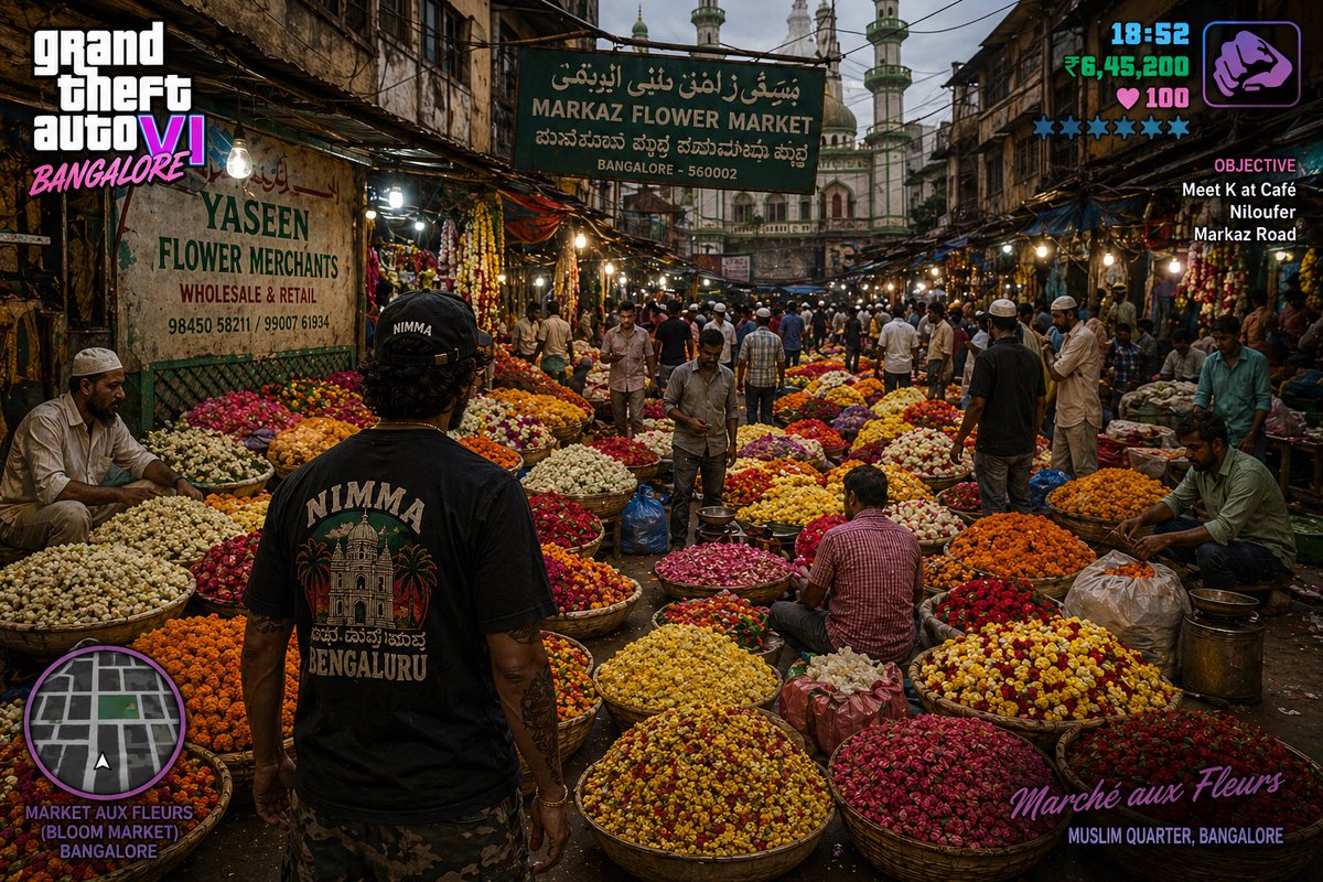 AI image generated from the “GTA 6 in Bangalore Flower Market” prompt