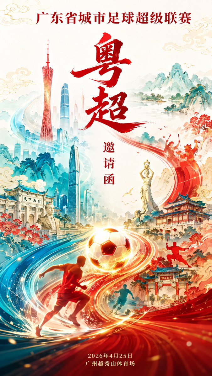 AI image generated from the “Guangdong Super League Invitation Poster” prompt