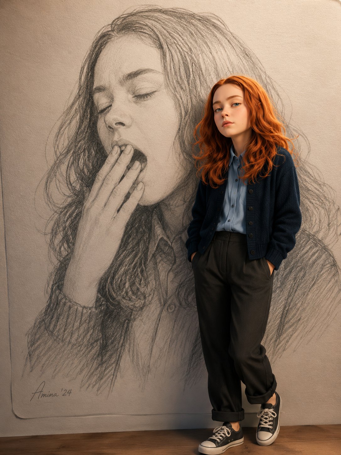 AI image generated from the “Handrawn pencil illustration of yawning on paper, as” prompt