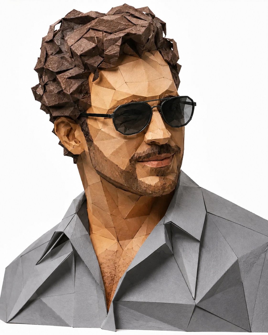 AI image generated from the “Highly detailed low-poly papercraft portrait of a stylish” prompt