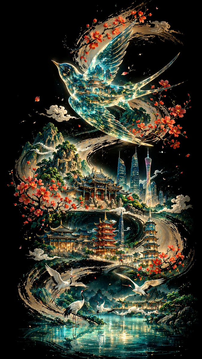 AI image generated from the “Ink-Curve Guangzhou Aesthetics Poster” prompt