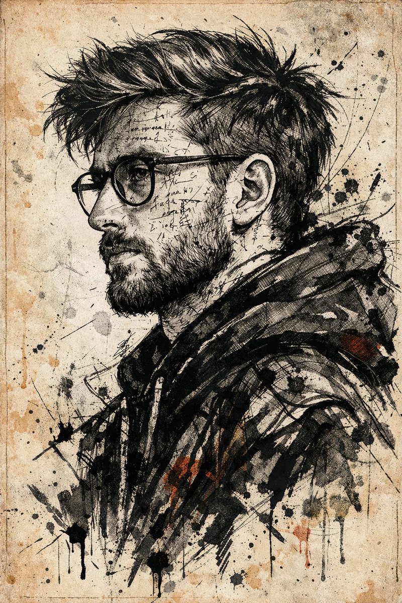 AI image generated from the “Ink Manuscript Side Portrait” prompt
