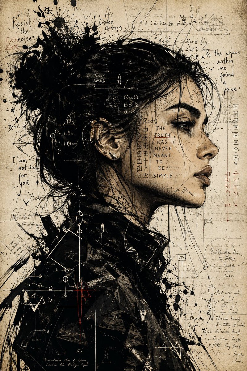 AI image generated from the “Ink Side Profile Mixed Media Portrait” prompt