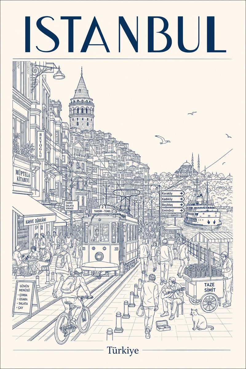 AI image generated from the “Istanbul Line-Art Travel Poster” prompt
