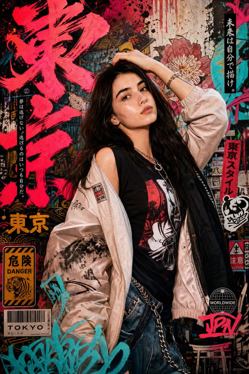 AI image generated from the “Japanese Graffiti Portrait Poster” prompt