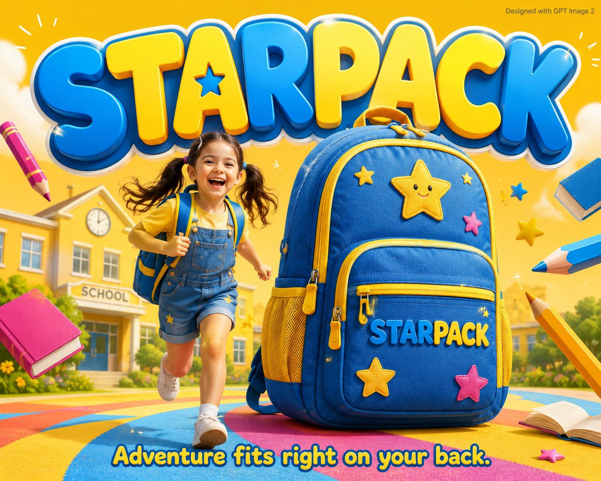 AI image generated from the “Kids Backpack Cartoon Ad Poster” prompt