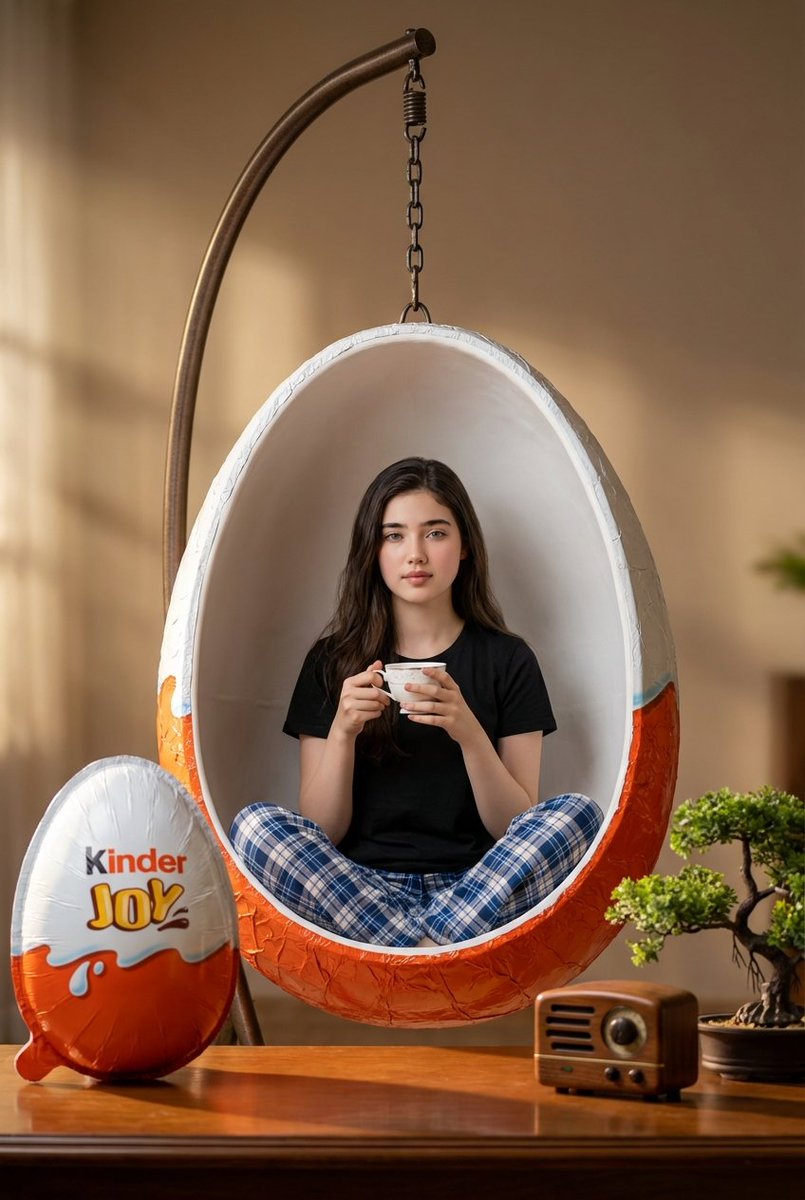 AI image generated from the “Kinder Joy Swing Chair Scene” prompt