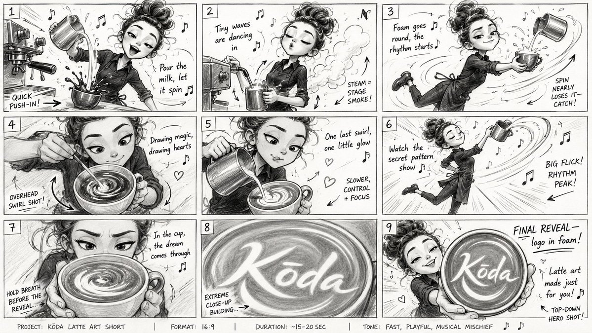 AI image generated from the “Latte Art Storyboard Sketch Sequence” prompt