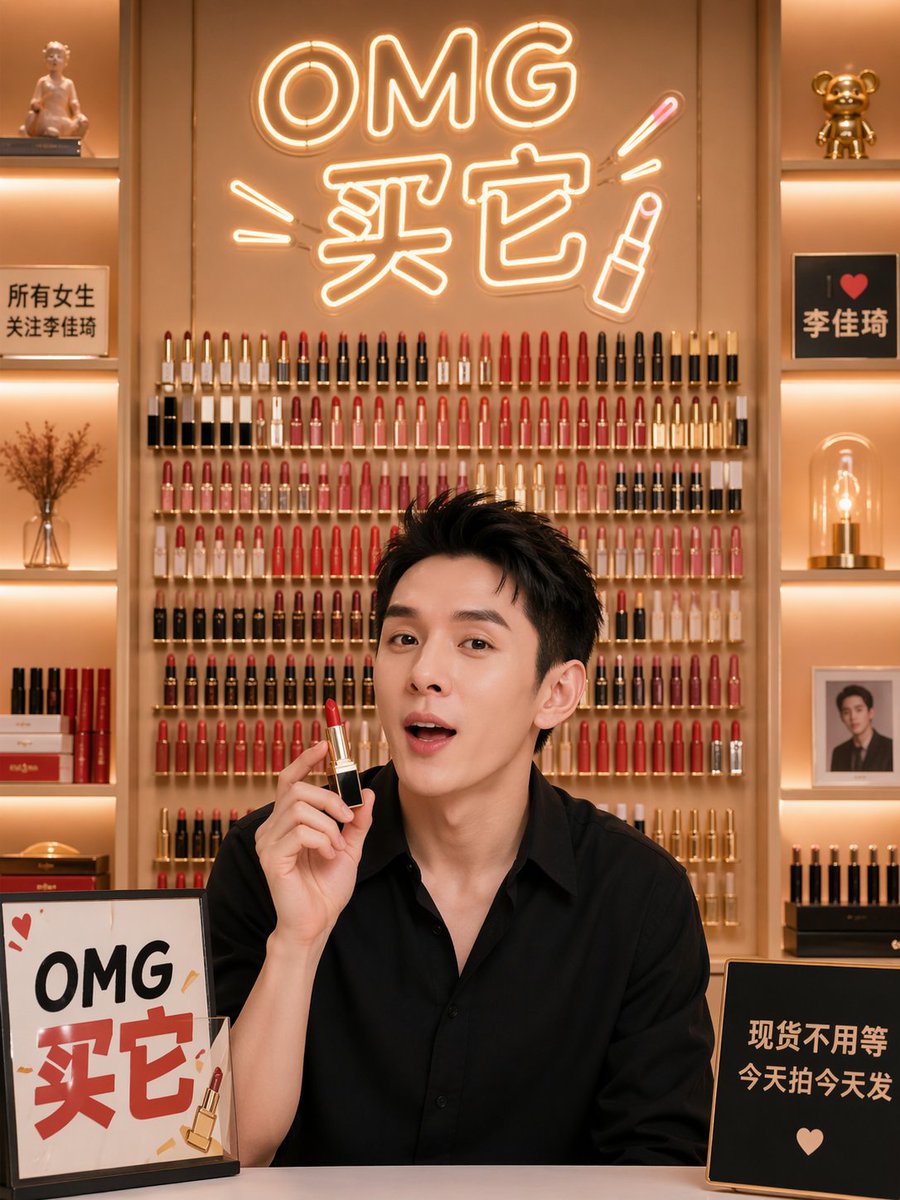 AI image generated from the “Li Jiaqi Lipstick Livestream Background” prompt