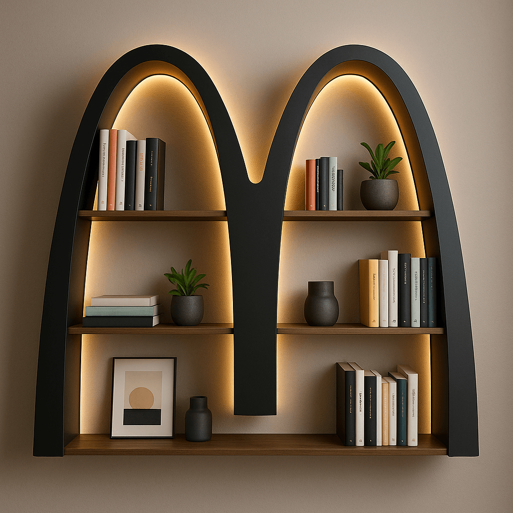 AI image generated from the “Logo-Shaped Creative Bookshelf” prompt