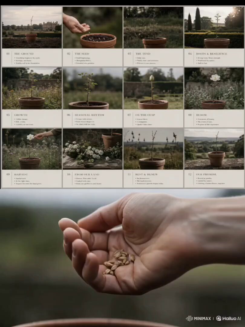 AI image generated from the “Luxury Garden Pitch Deck Storyboard” prompt