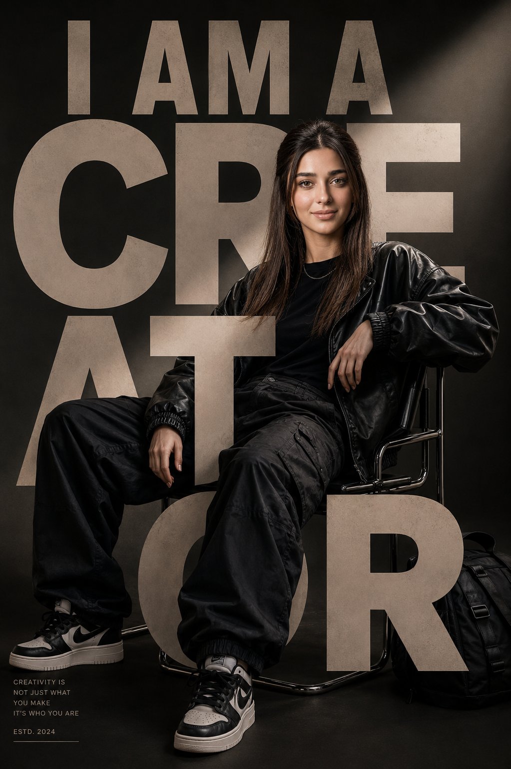 AI image generated from the “Luxury Streetwear Chrome Chair Portrait” prompt