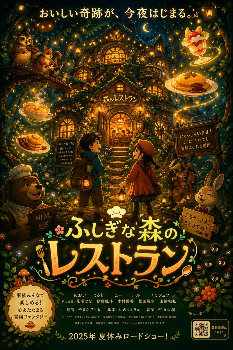 AI image generated from the “Magical glowing multi-story treehouse restaurant in a dark” prompt