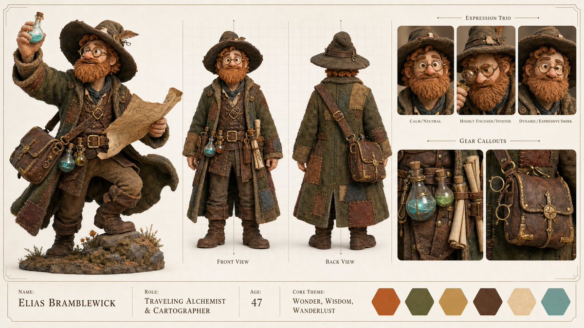 AI image generated from the “Medieval Alchemist Character Sheet” prompt