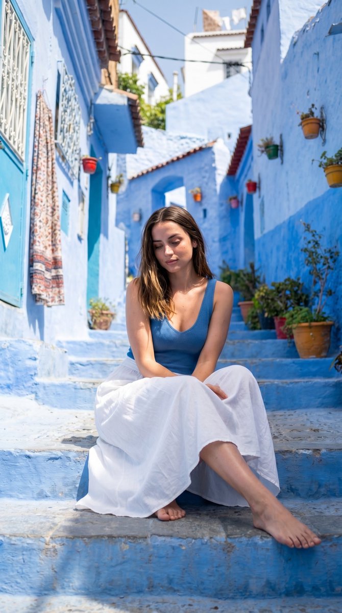 AI image generated from the “Mediterranean Alley Sunlit Portrait” prompt