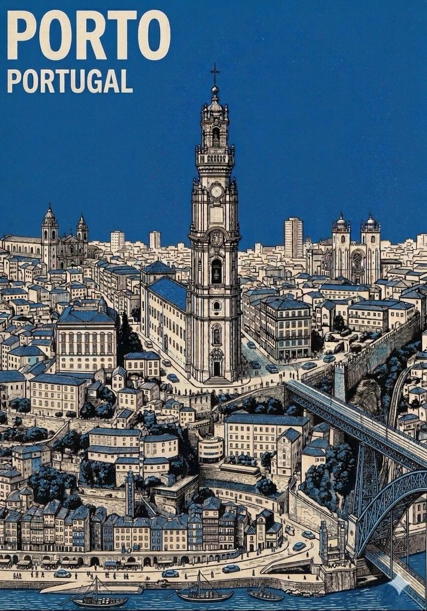 AI image generated from the “Mid-Century 3-Color City Poster” prompt