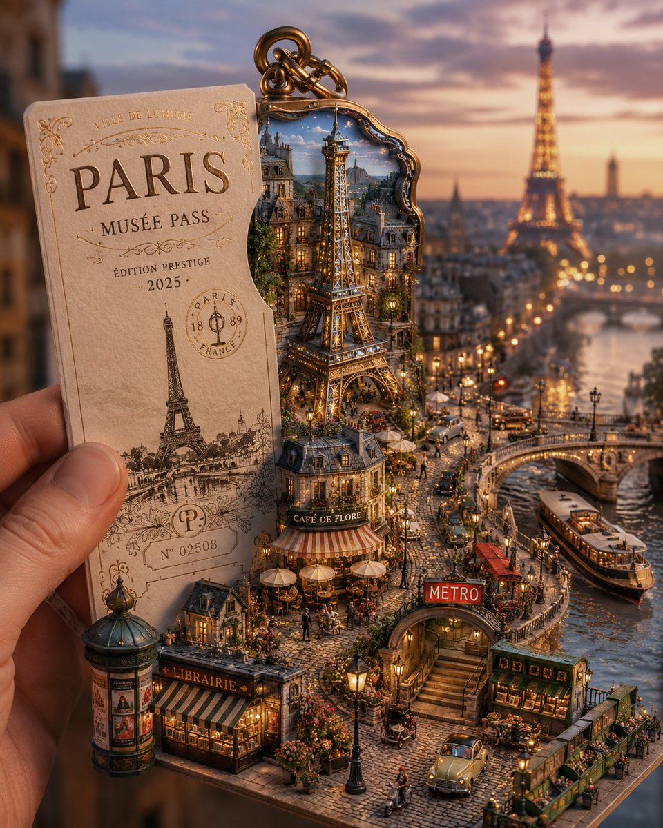 AI image generated from the “Miniature City Travel Card” prompt