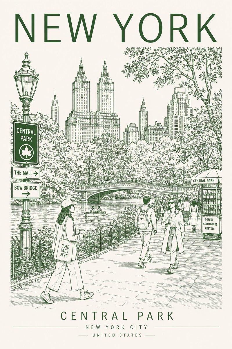 AI image generated from the “Minimalist City Line-Art Travel Poster” prompt