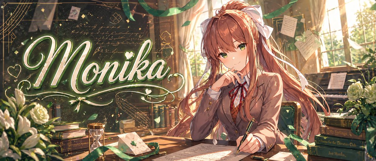 AI image generated from the “Monika Anime Banner Illustration” prompt