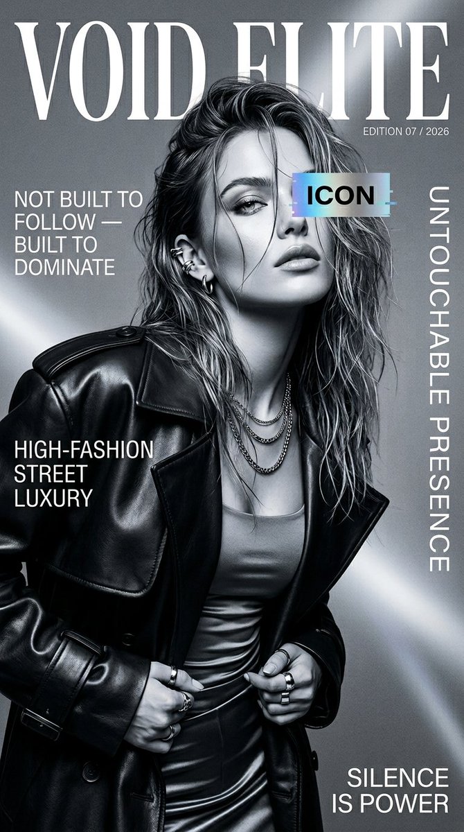 AI image generated from the “Monochrome Fashion Cover” prompt