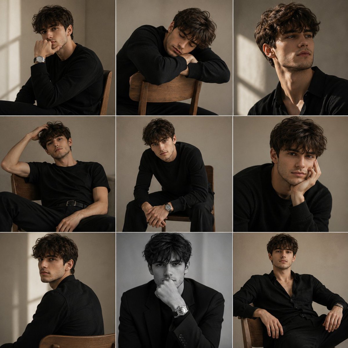 AI image generated from the “Monochrome Studio Portrait Grid” prompt
