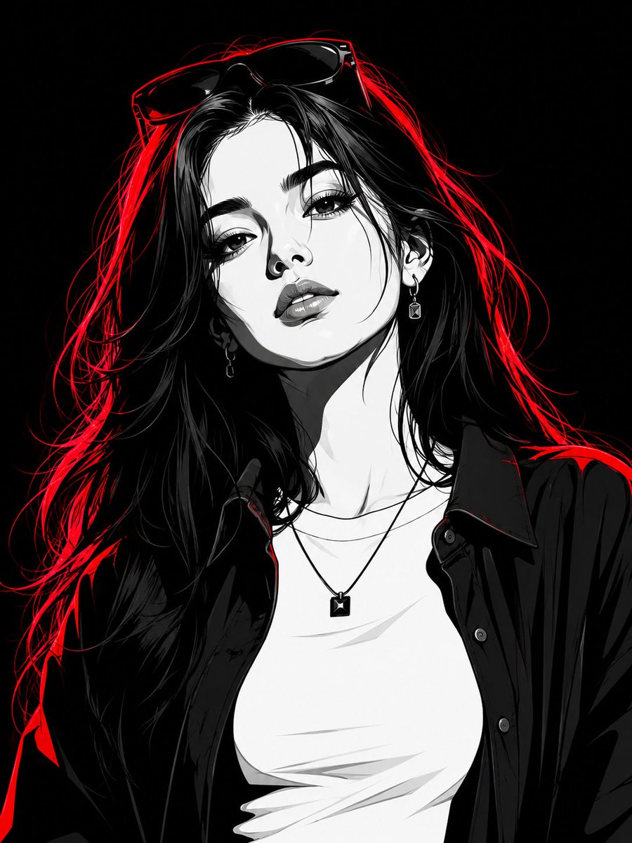 AI image generated from the “Monochrome Vector Vogue Portrait” prompt