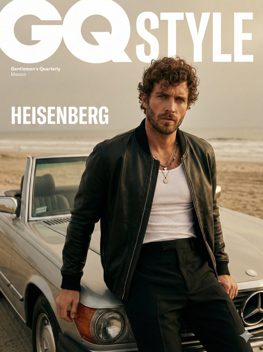 AI image generated from the “Moody GQ Beach Cover” prompt