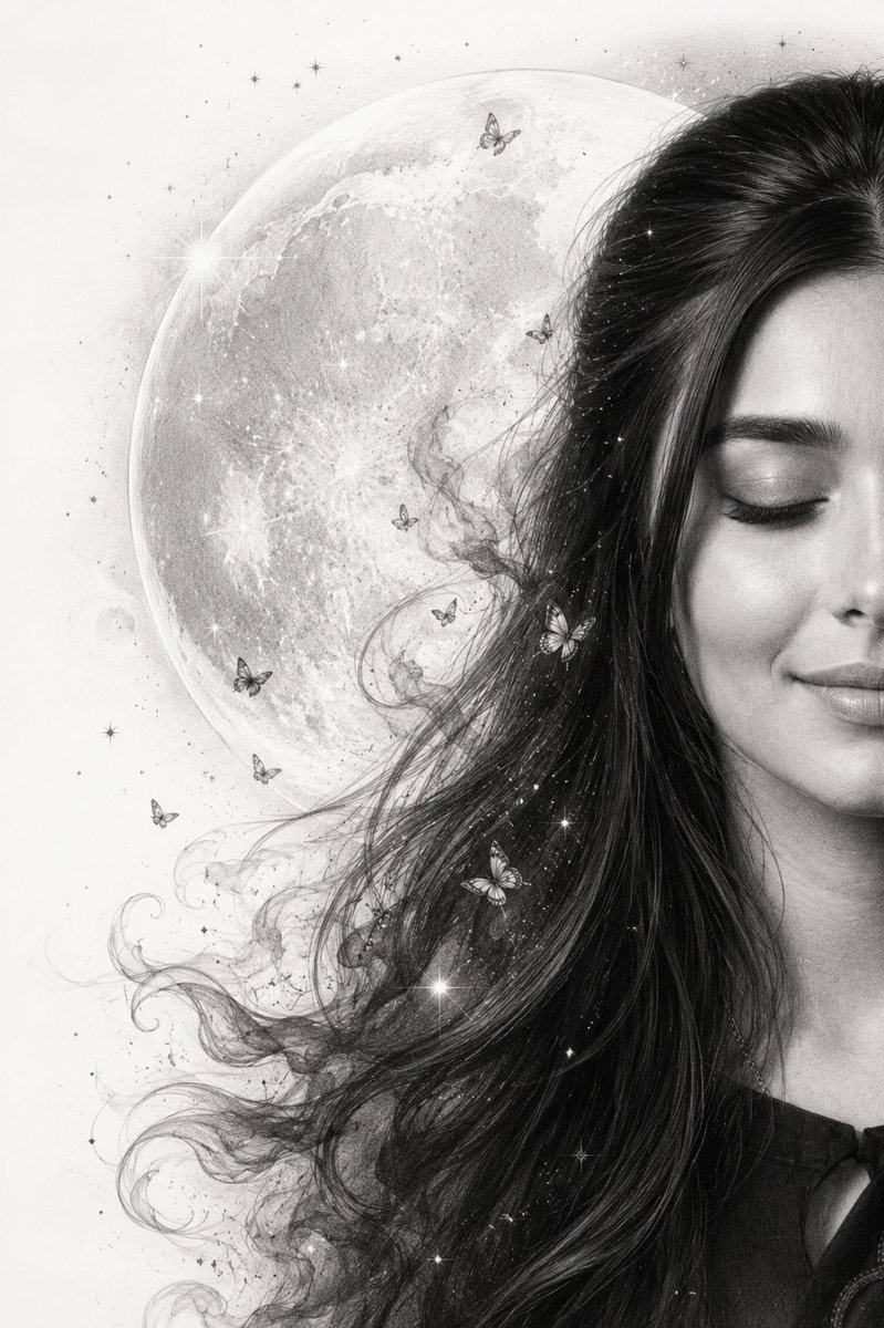 AI image generated from the “Moon Whisper Graphite Portrait” prompt