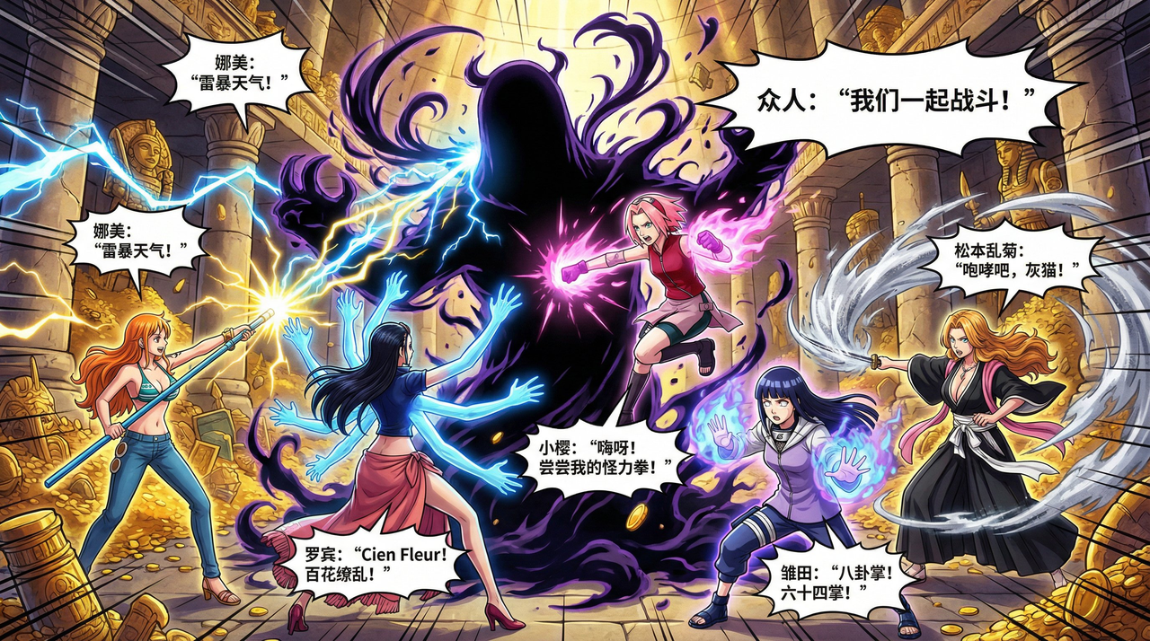 AI image generated from the “Multi-Character Crossover Comic” prompt