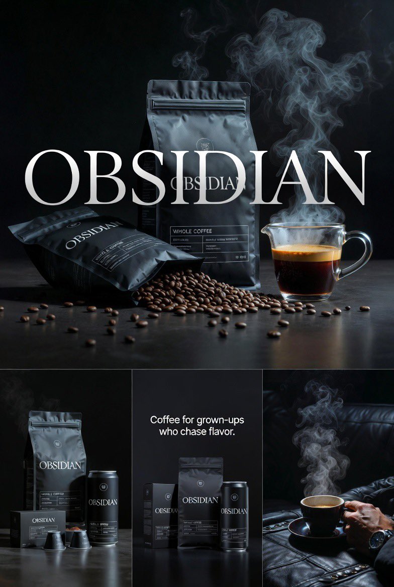 AI image generated from the “OBSIDIAN Coffee Brand Campaign” prompt
