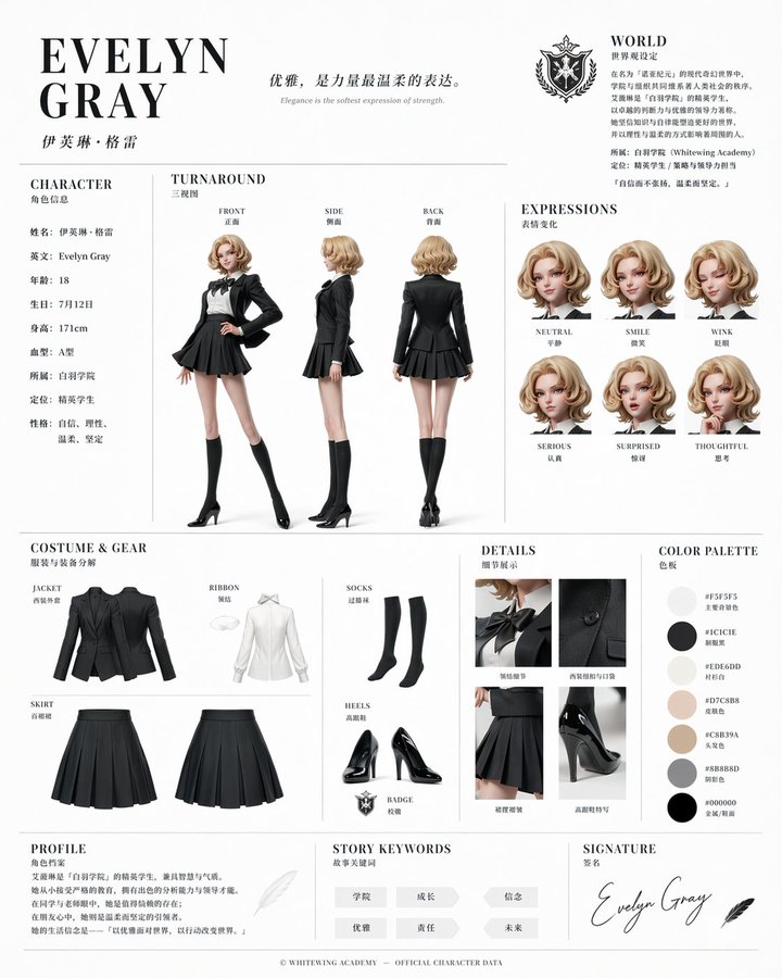AI image generated from the “Official Character Reference Sheet” prompt