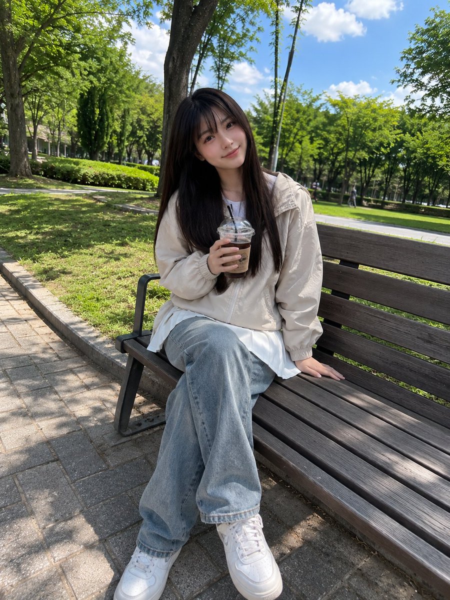 AI image generated from the “Park Bench Iced Coffee Portrait” prompt