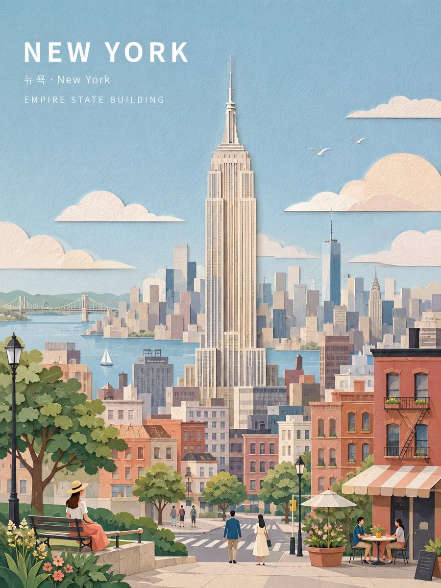 AI image generated from the “Pastel Paper-Collage Travel Poster” prompt