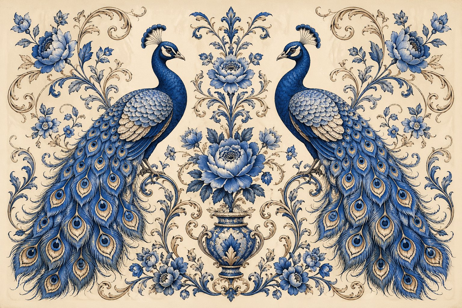 AI image generated from the “Peacock Botanical Vintage Symmetrical Art Print” prompt
