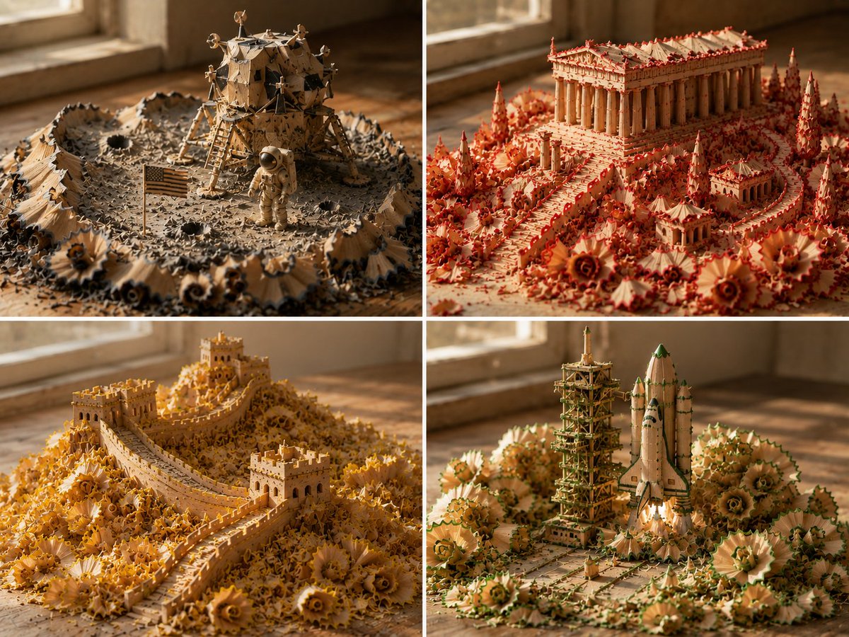 AI image generated from the “Pencil Shaving Diorama Grid” prompt