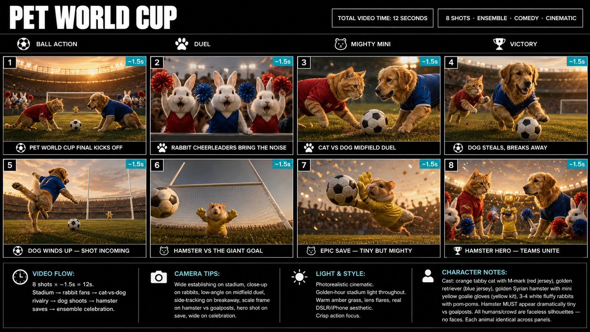 AI image generated from the “Pet World Cup Storyboard Sheet” prompt