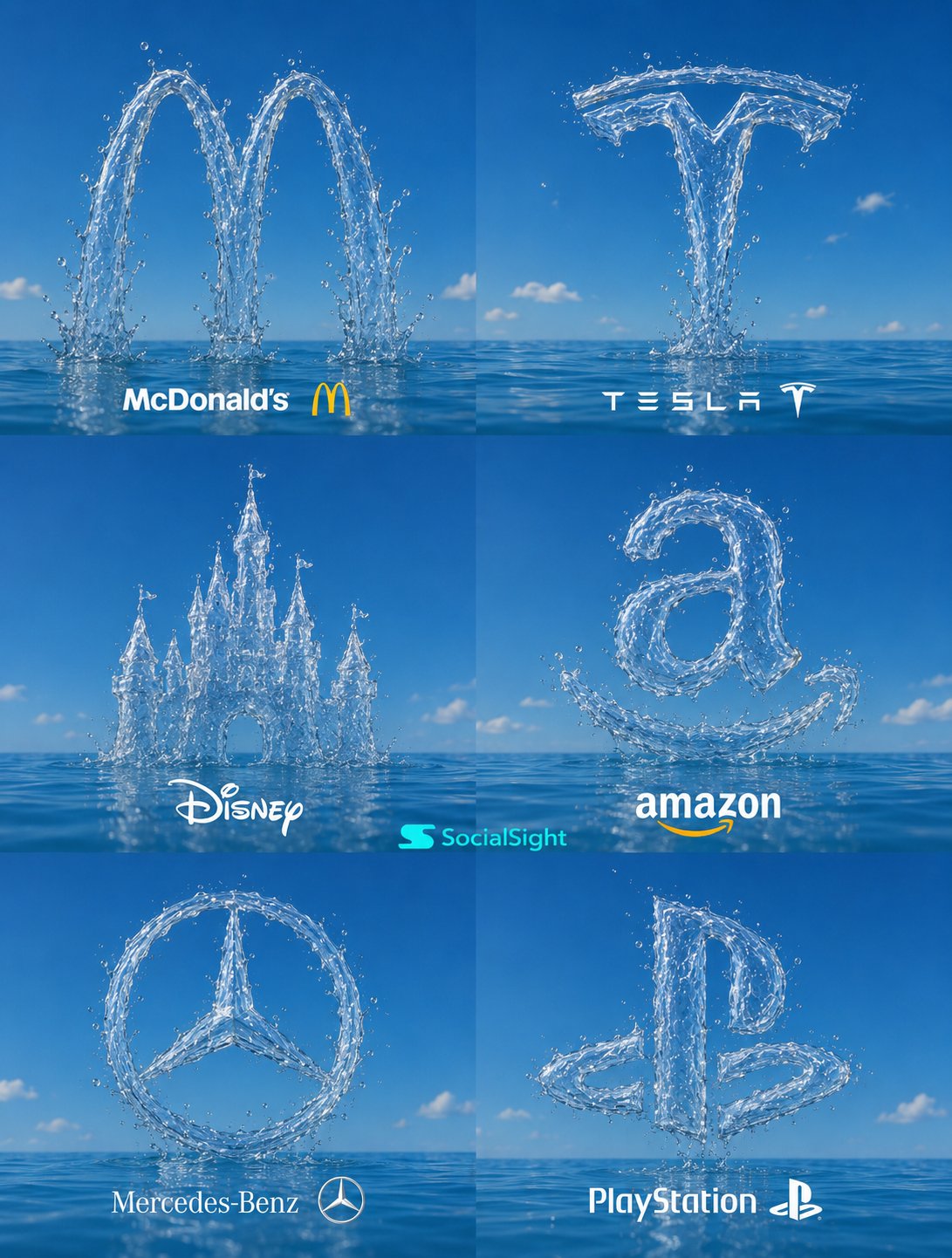 AI image generated from the “Premium 3x2 grid collage of iconic global brand logos” prompt