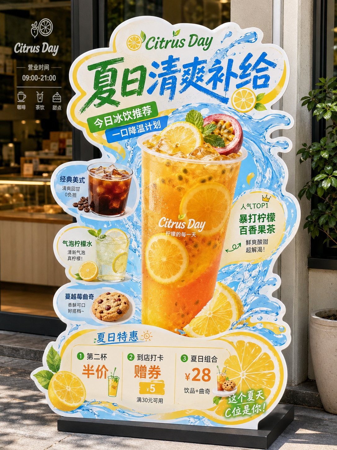AI image generated from the “《餐饮异形展架/立牌物料》提示词 请生成一张高完成度” prompt