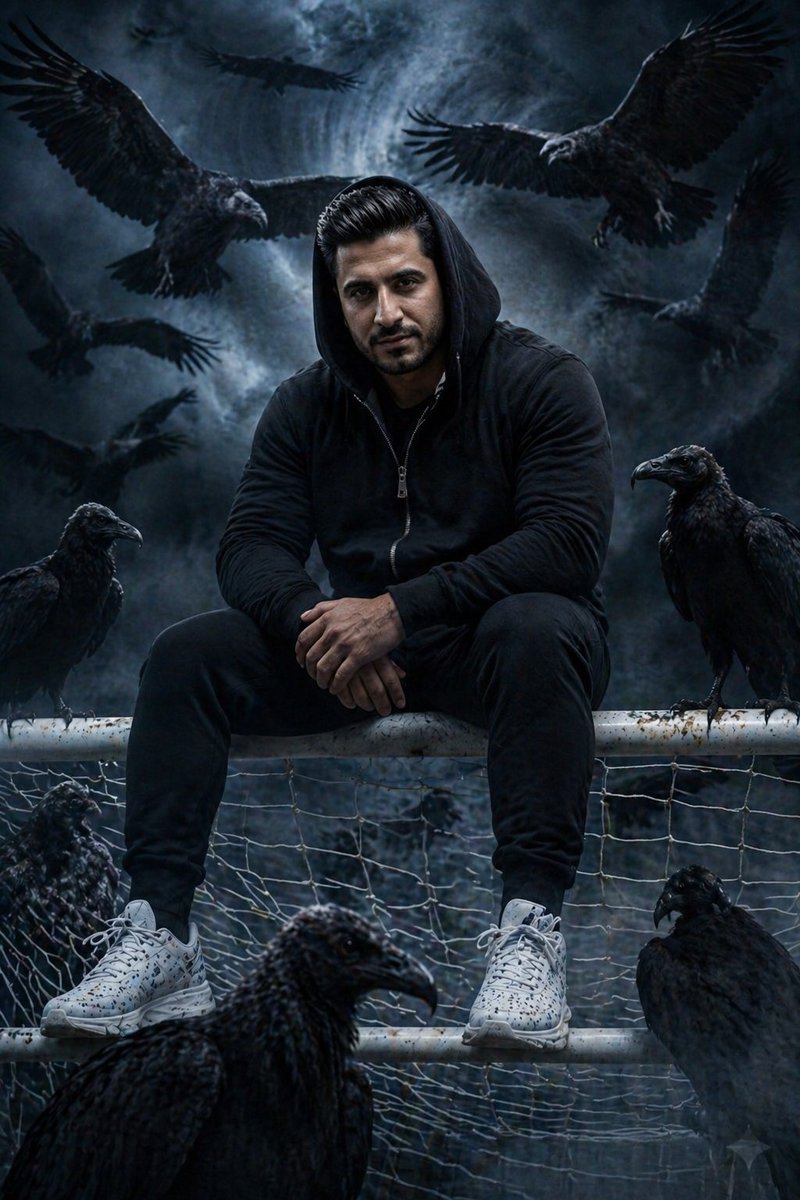 AI image generated from the “Profile / Avatar - Cinematic South Asian Male Portrait with Vultures” prompt