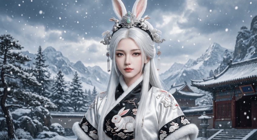 AI image generated from the “Profile / Avatar - Snow Rabbit Empress Portrait” prompt