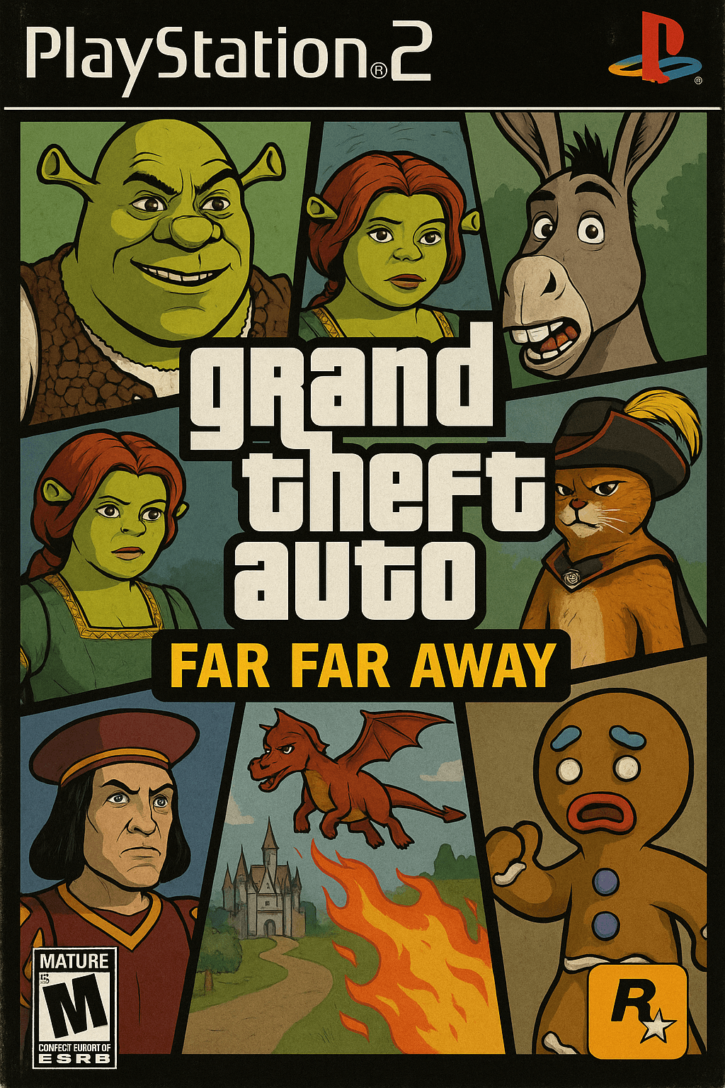 AI image generated from the “PS2 Game Cover (GTA x Shrek)” prompt