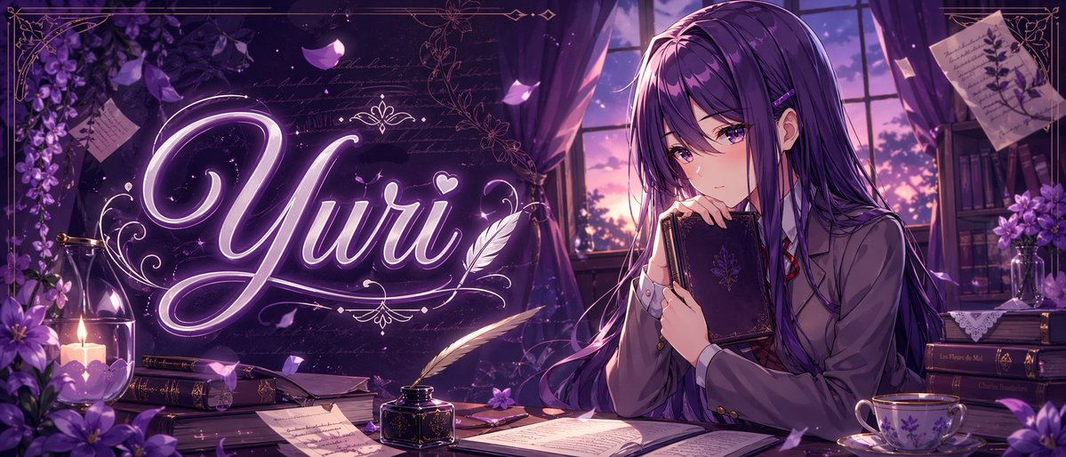 AI image generated from the “Purple Anime Yuri Banner” prompt