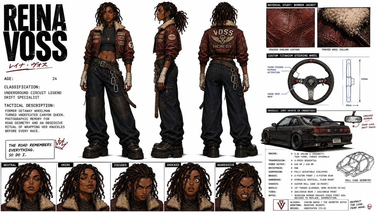AI image generated from the “Racer Character Model Sheet” prompt