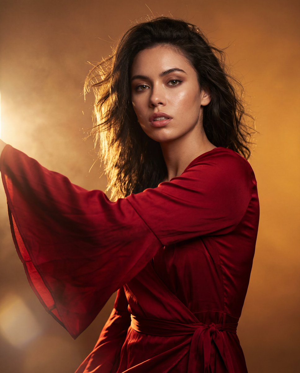 AI image generated from the “Red Dress Editorial Portrait” prompt