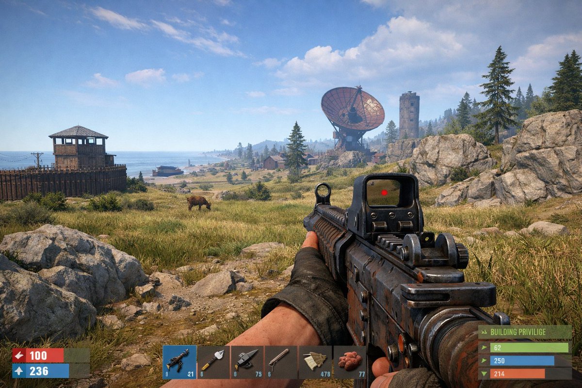 AI image generated from the “Rust In-Game Screenshot” prompt