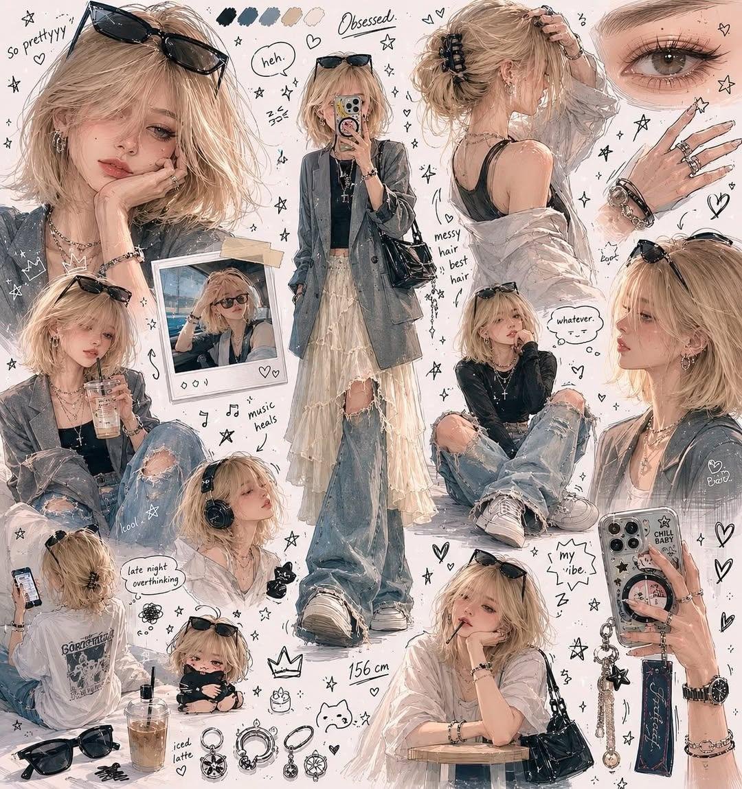 AI image generated from the “S if an obsessed fan artist filled an entire sketchbook page” prompt